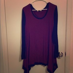 Red and black striped longsleeve Blouse